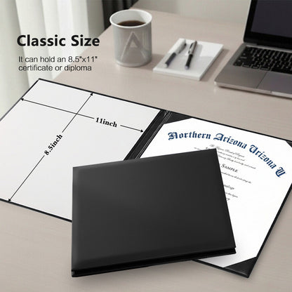 8.5" x 11" Plain Diploma Cover Book Style - PU Leather Certificate Holder Perfect for Graduates & Schools