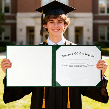 8.5" x 11" Plain Diploma Cover Book Style - PU Leather Certificate Holder Perfect for Graduates & Schools