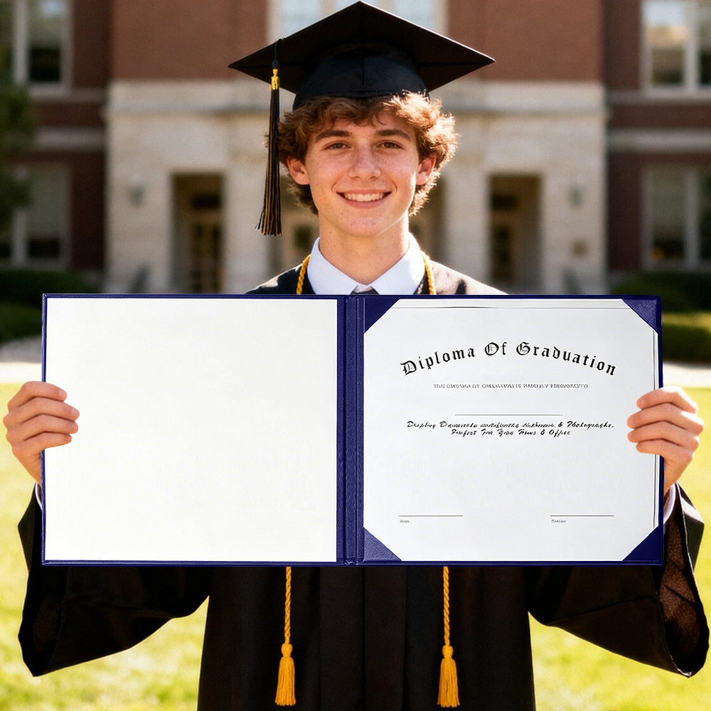 8.5" x 11" Plain Diploma Cover Book Style - PU Leather Certificate Holder Perfect for Graduates & Schools