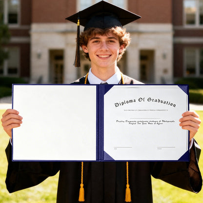 8.5" x 11" Plain Diploma Cover Book Style - PU Leather Certificate Holder Perfect for Graduates & Schools