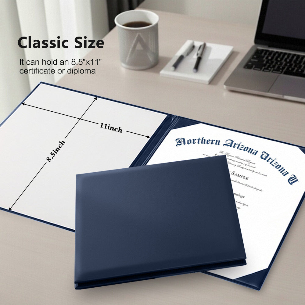 8.5" x 11" Plain Diploma Cover Book Style - PU Leather Certificate Holder Perfect for Graduates & Schools