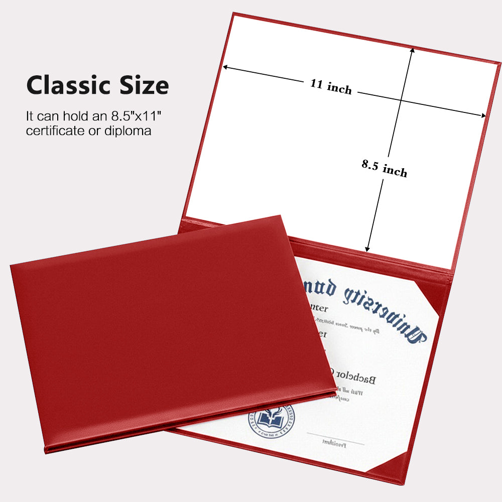 8.5" x 11" Plain Diploma Cover Tent Style – PU Leather Certificate Holder with Foam Padding & Corner Ribbons