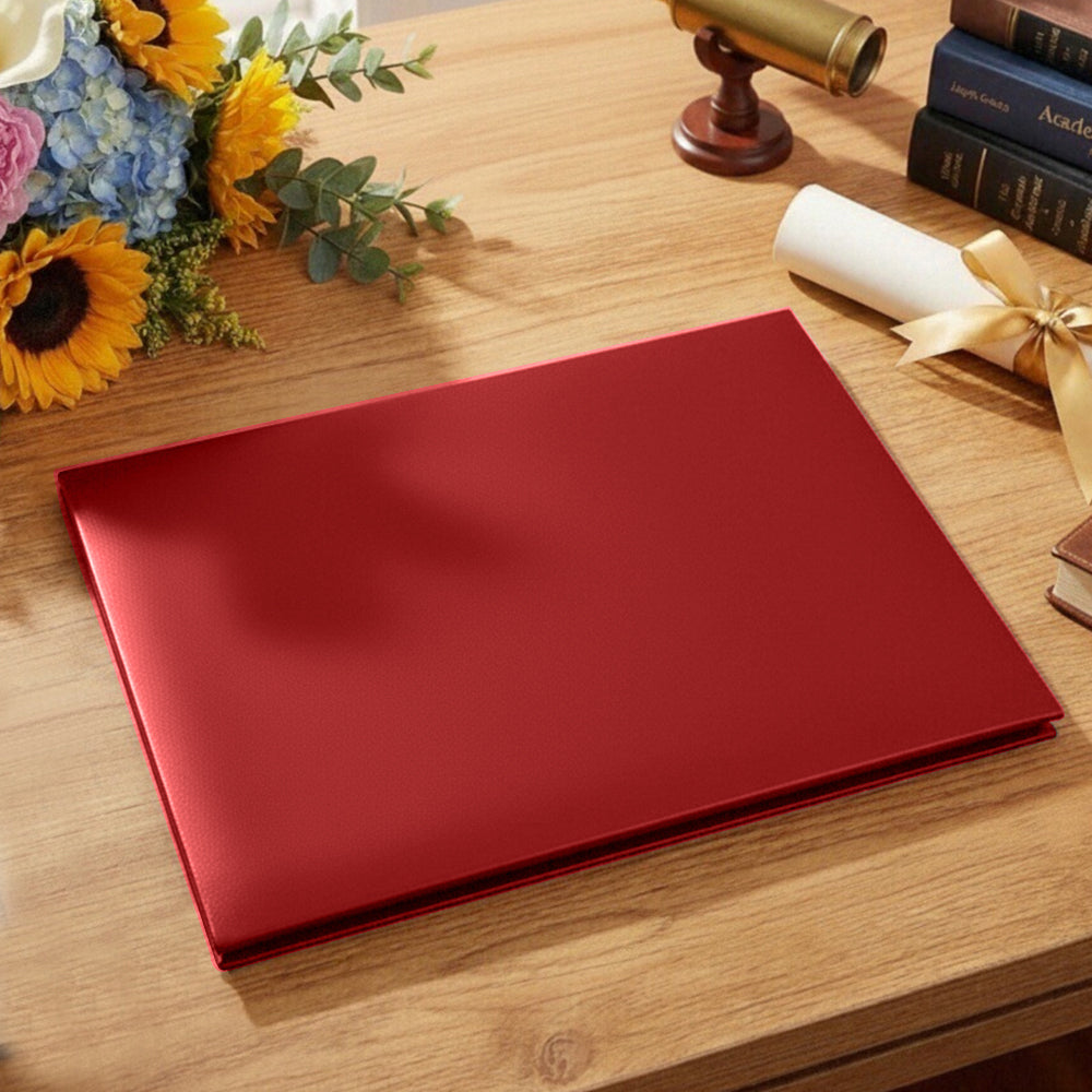 8.5" x 11" Plain Diploma Cover Tent Style – PU Leather Certificate Holder with Foam Padding & Corner Ribbons