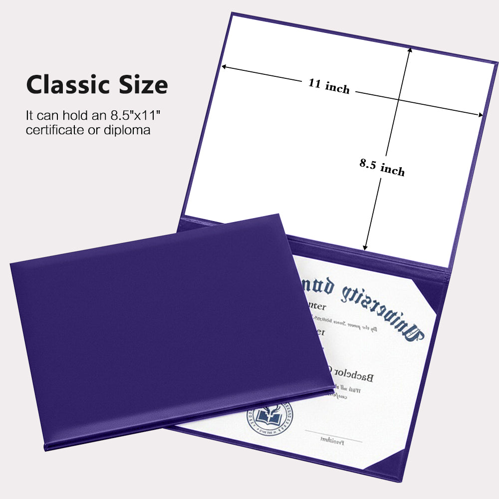 8.5" x 11" Plain Diploma Cover Tent Style – PU Leather Certificate Holder with Foam Padding & Corner Ribbons