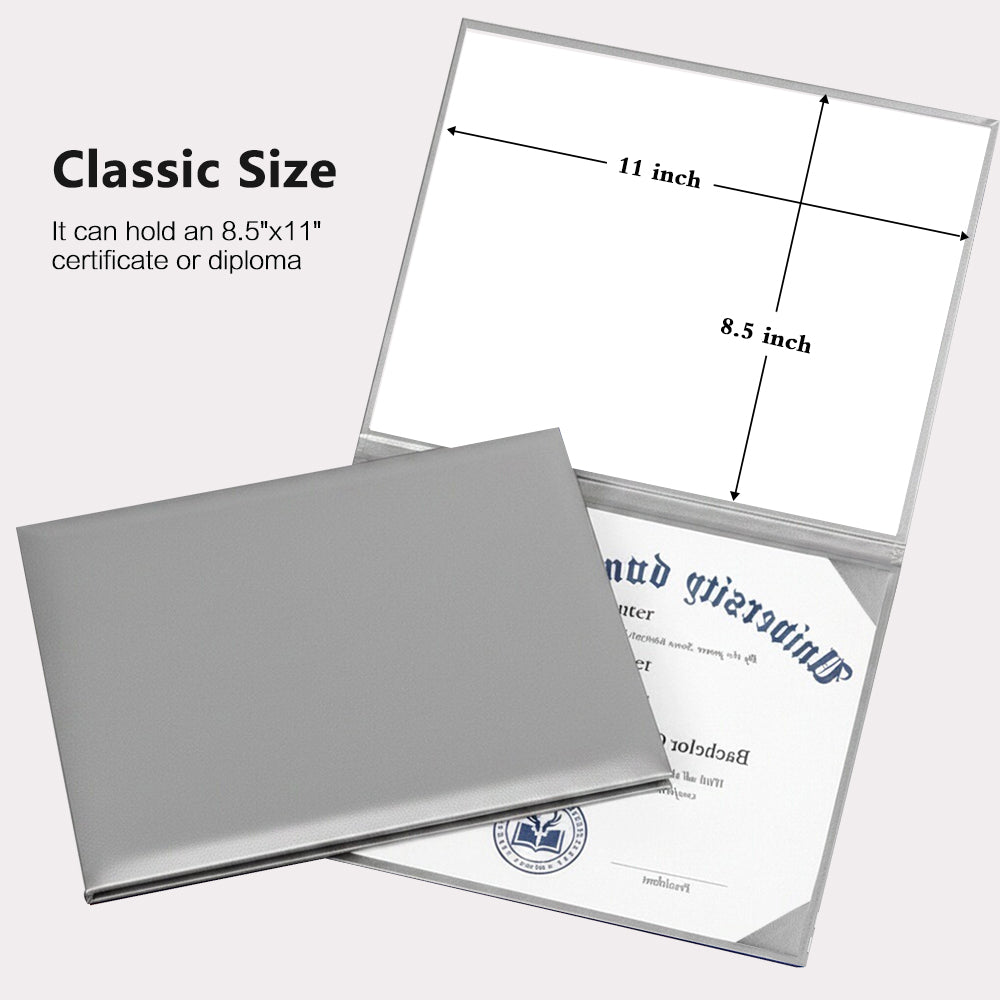 8.5" x 11" Plain Diploma Cover Tent Style – PU Leather Certificate Holder with Foam Padding & Corner Ribbons