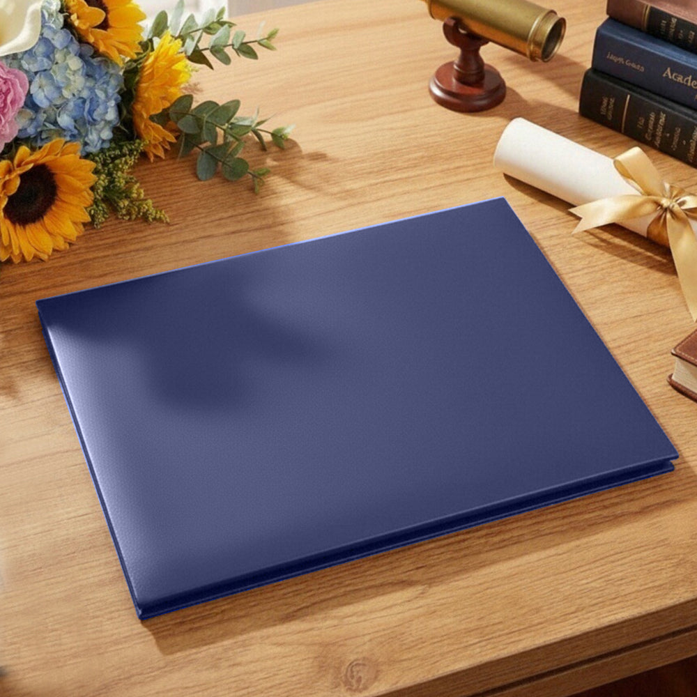 8.5" x 11" Plain Diploma Cover Tent Style – PU Leather Certificate Holder with Foam Padding & Corner Ribbons