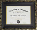Gold Floral Pattern Graduation Frame – 8.5x11 Certificate Frame with Mat or 11x14 Diploma Frame Without Mat | Classic Black & Antique Gold Design