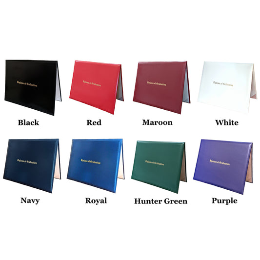 Diploma Cover Imprinted “Diploma of Graduation” – Gold Foil Graduation Certificate Holder (Multiple Sizes Available)