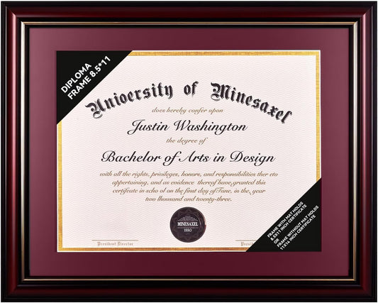 Solid Wood Diploma Frame – 8.5"x11" & 11"x14" | Elegant Certificate Display for College Degrees, Graduation Gifts