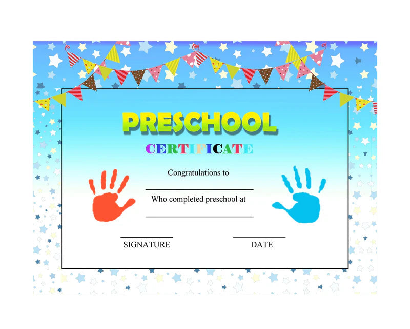 Preschool Graduation Certificate – 8" x 10" Kids Diploma for Kindergarten & Daycare Graduates