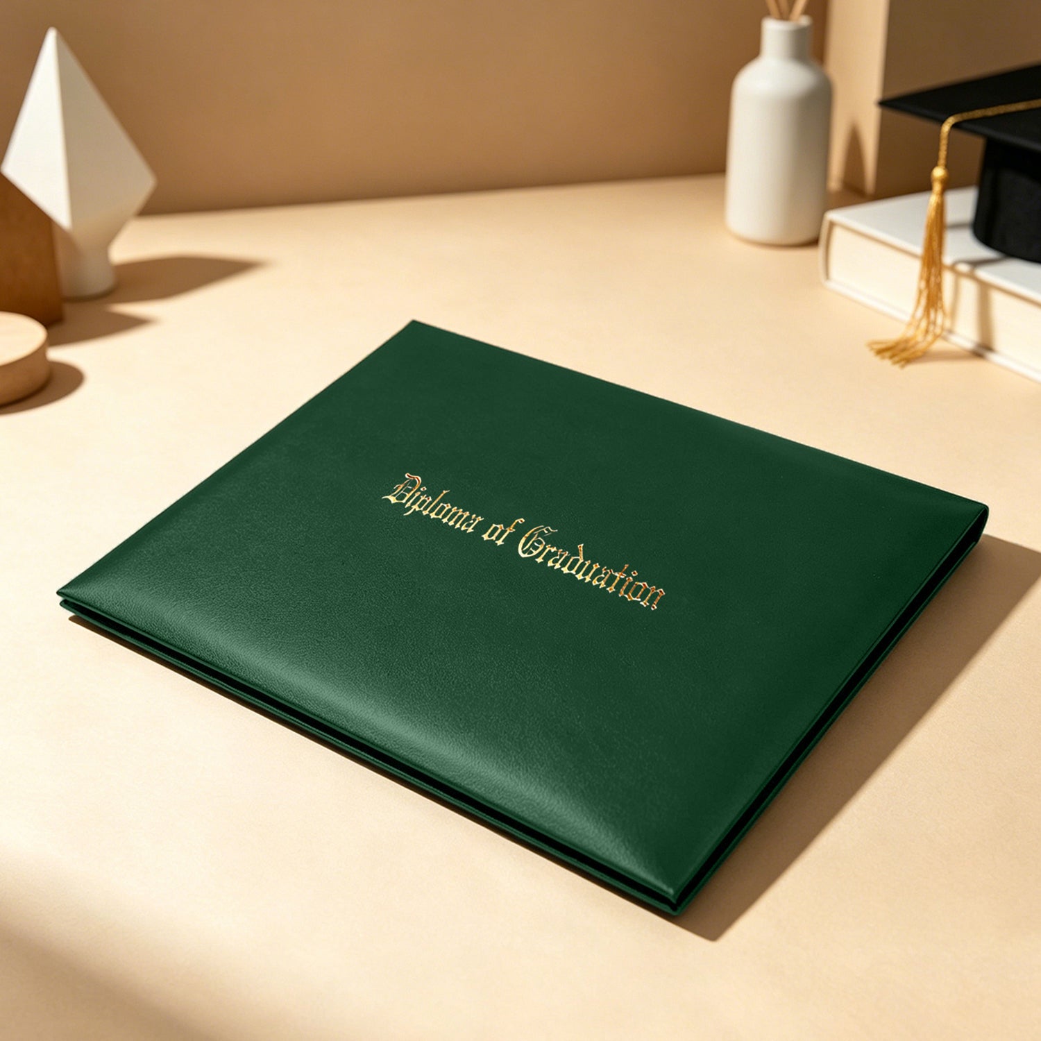 8.5" x 11" Imprinted Diploma Cover Tent Style – Gold Foil Graduation Certificate Holder with Corner Ribbons