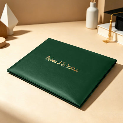 8.5" x 11" Imprinted Diploma Cover Tent Style – Gold Foil Graduation Certificate Holder with Corner Ribbons