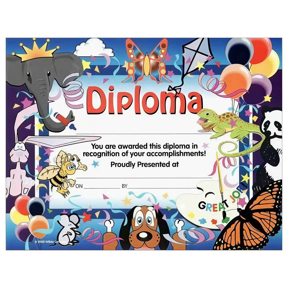 Diploma with Animal Graphics – 8"x10" Kids Graduation Certificate | Cute Zoo & Forest Animal Design for Preschool or Kindergarten