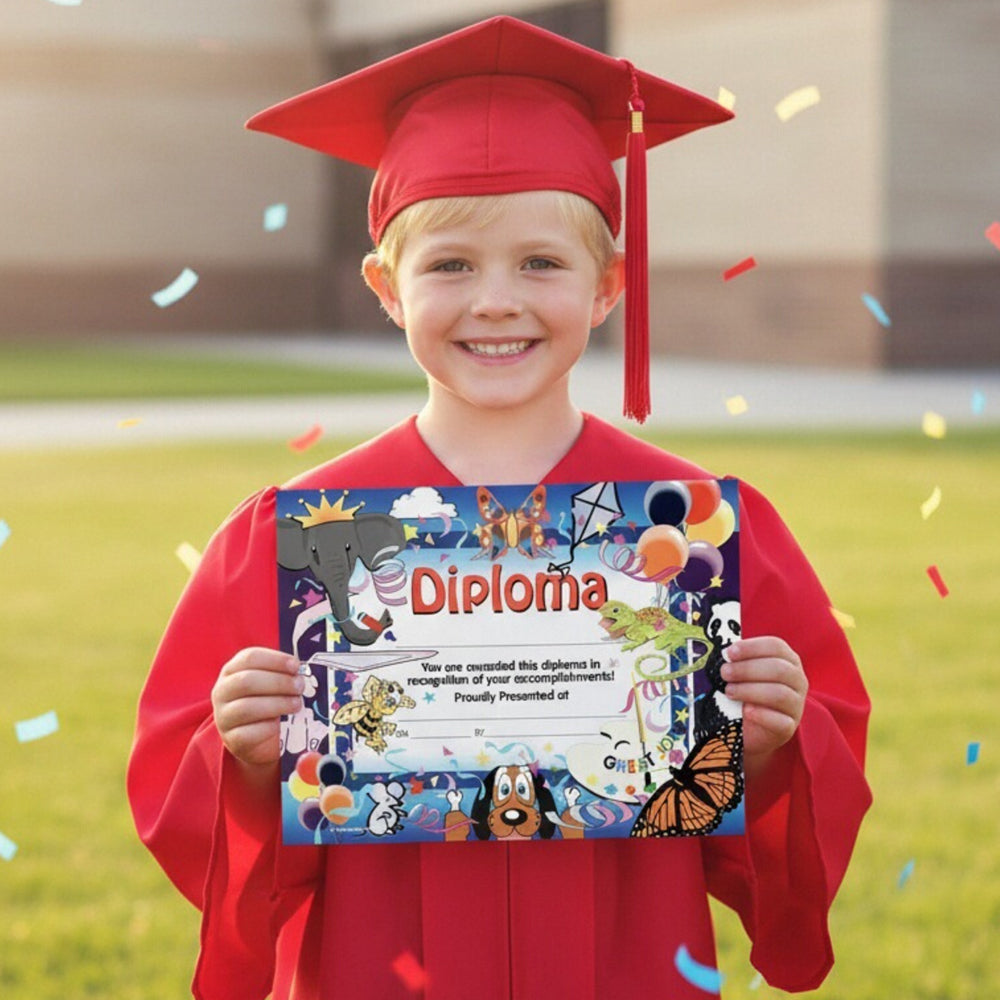 Diploma with Animal Graphics – 8"x10" Kids Graduation Certificate | Cute Zoo & Forest Animal Design for Preschool or Kindergarten