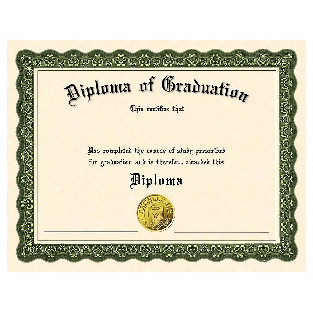 Stock Printed Diploma – Blank Graduation Certificate on 65lb Parchment Paper
