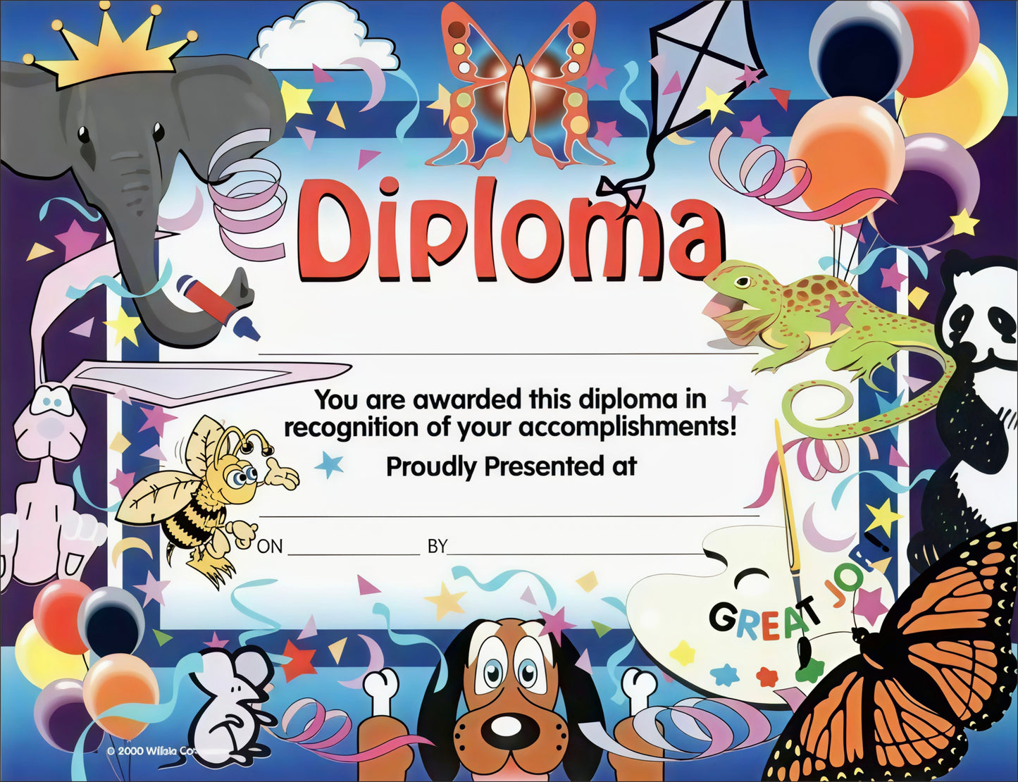 Diploma with Animal Graphics – 8"x10" Kids Graduation Certificate | Cute Zoo & Forest Animal Design for Preschool or Kindergarten