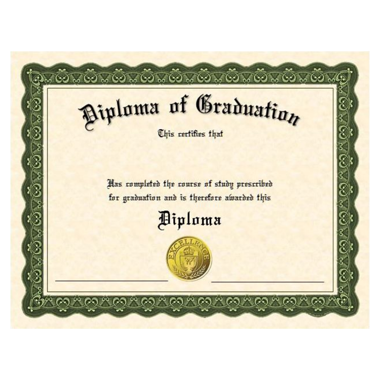 Stock Printed Diploma – Blank Graduation Certificate on 65lb Parchment Paper